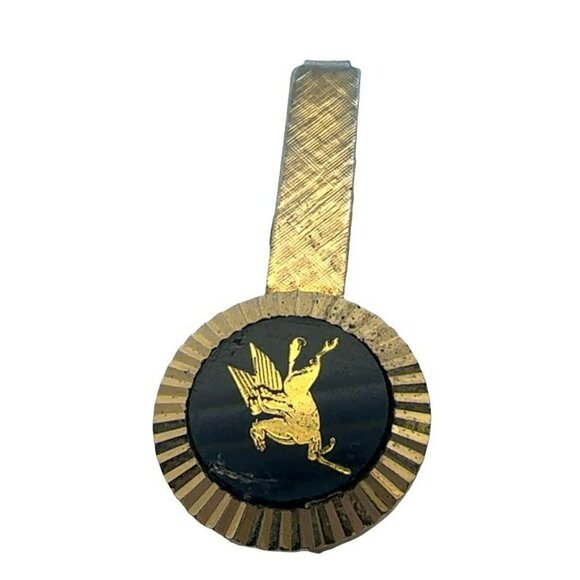 Vintage Mobile Gas Pegasus Logo Gold Tone & Black Enamel Tie Bar Clip! 6 - Picture 4 of 5